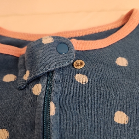 Cloud Island Baby Girl  Footed Pajama 0-3 M Blue Polka-Dot Long Sleeve Crew Neck - Picture 3 of 6